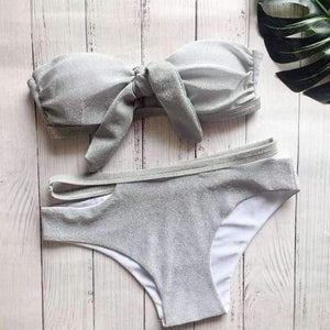 Planet Gates 6777 / L Split High Waist Bikini Swimsuit Female Two Piece Set Swimming Suit Crisscross Swimsuit Bandage For Women