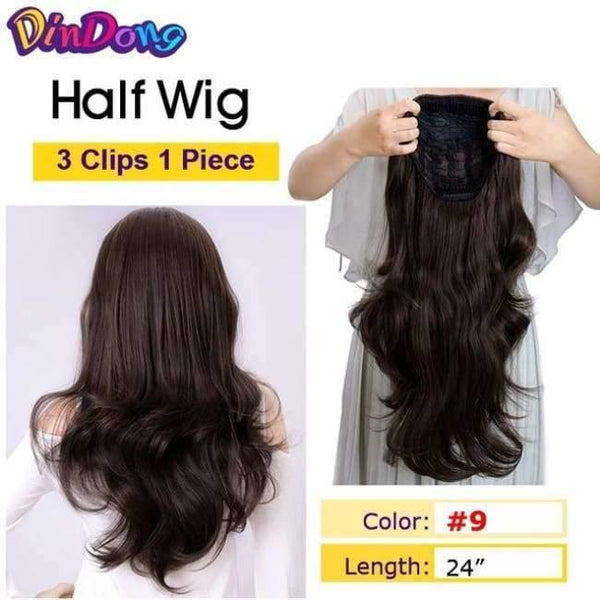 Planet Gates 68# / 24inches Synthetic Flip In Hair Wavy Clip in Hair Extensions 3/4 Half Wig 3 Styles 50 Colors Available Premium Heat Resistant