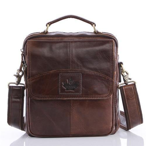 Planet Gates 6801 coffee Men's 100% Genuine Cowhide Leather Shoulder Bag,Quality Men Messenger Bags Causal Crossbody Handbag For Men BrieFcase Bags