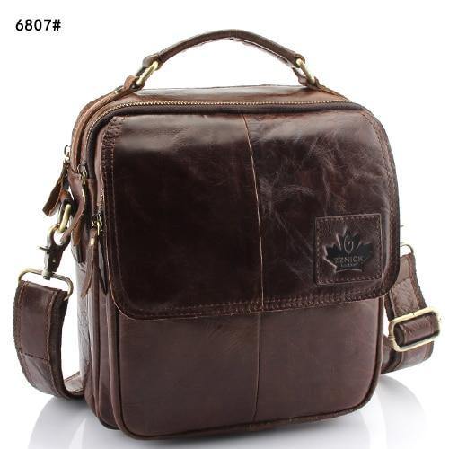 Planet Gates 6807 coffee Men's 100% Genuine Cowhide Leather Shoulder Bag,Quality Men Messenger Bags Causal Crossbody Handbag For Men BrieFcase Bags