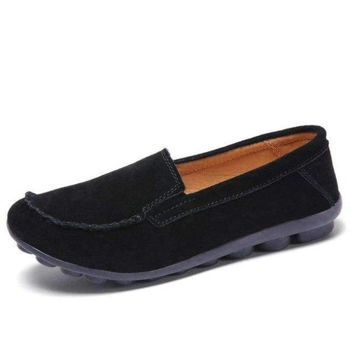Planet Gates 685 Black / 4 Women Flats Shoes Leather Suede Autumn Slip on Casual Ballet Flats Shoes Laides Boat Shoes for Female Moccasin Loafers Shoes 685