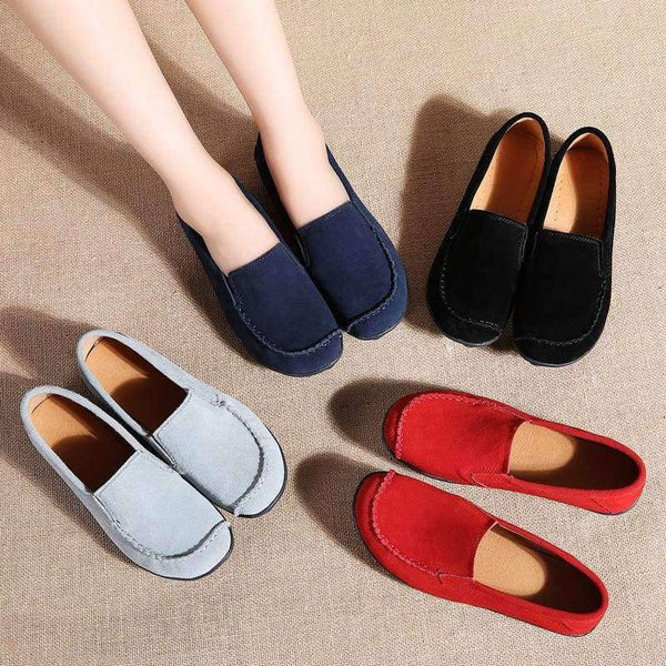 Planet Gates 685 Black / 4 Women Flats Shoes Leather Suede Autumn Slip on Casual Ballet Flats Shoes Laides Boat Shoes for Female Moccasin Loafers Shoes 685
