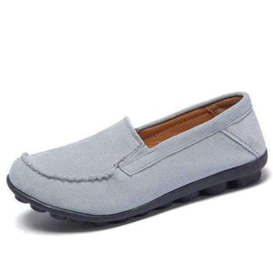Planet Gates 685 Grey / 4 Women Flats Shoes Leather Suede Autumn Slip on Casual Ballet Flats Shoes Laides Boat Shoes for Female Moccasin Loafers Shoes 685