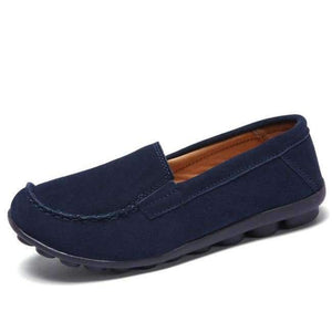 Planet Gates 685 Navy blue / 4 Women Flats Shoes Leather Suede Autumn Slip on Casual Ballet Flats Shoes Laides Boat Shoes for Female Moccasin Loafers Shoes 685