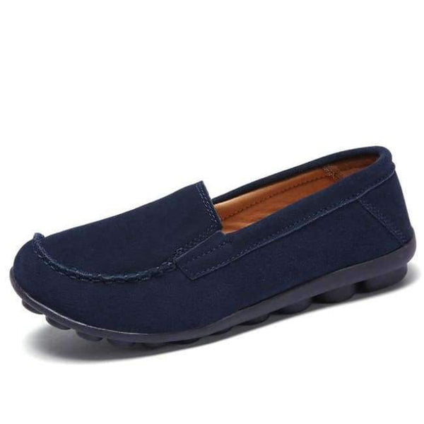 Planet Gates 685 Navy blue / 4 Women Flats Shoes Leather Suede Autumn Slip on Casual Ballet Flats Shoes Laides Boat Shoes for Female Moccasin Loafers Shoes 685