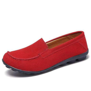 Planet Gates 685 Red / 4 Women Flats Shoes Leather Suede Autumn Slip on Casual Ballet Flats Shoes Laides Boat Shoes for Female Moccasin Loafers Shoes 685