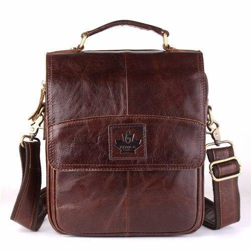 Planet Gates 6903  coffee Leather Crossbody Bags Fashion Men Messenger Bags Men's Shoulder Bag Zipper Men's Leather Bag Handbag Briefcase