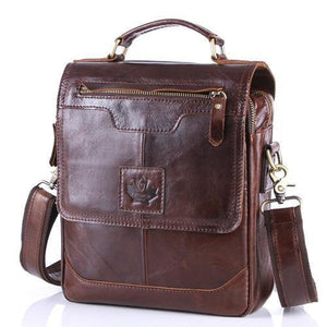 Planet Gates 6906  coffee Leather Crossbody Bags Fashion Men Messenger Bags Men's Shoulder Bag Zipper Men's Leather Bag Handbag Briefcase