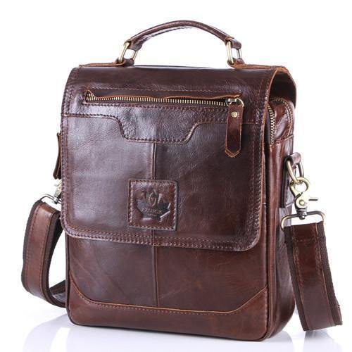 Planet Gates 6906 coffee Men's 100% Genuine Cowhide Leather Shoulder Bag,Quality Men Messenger Bags Causal Crossbody Handbag For Men BrieFcase Bags