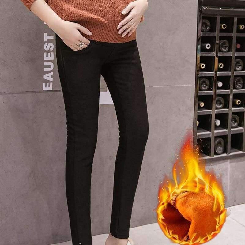 Planet Gates 692black / XL Winter Maternity Pencil Pants Pregnancy Clothes Velvet thickened trousers For Pregnant Women Elastic Waist Casual Pants Gravida
