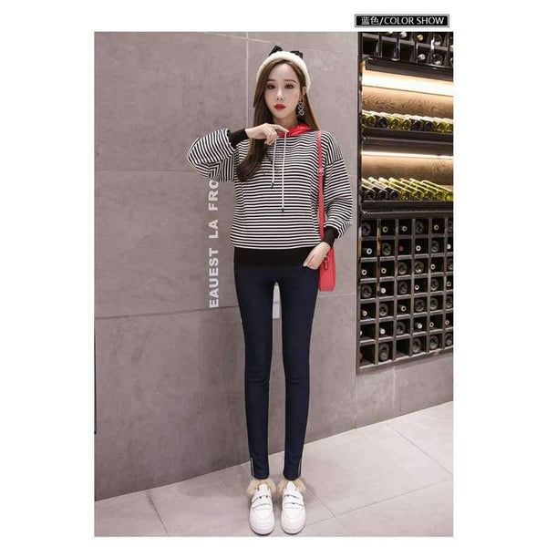 Planet Gates 692black / XL Winter Maternity Pencil Pants Pregnancy Clothes Velvet thickened trousers For Pregnant Women Elastic Waist Casual Pants Gravida