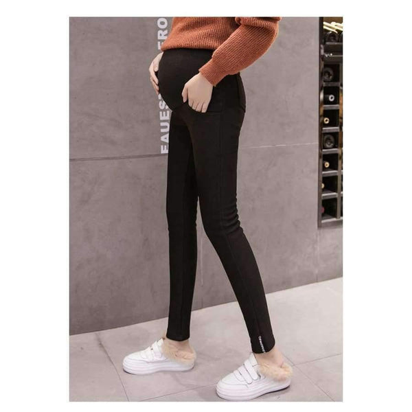 Planet Gates 692black / XL Winter Maternity Pencil Pants Pregnancy Clothes Velvet thickened trousers For Pregnant Women Elastic Waist Casual Pants Gravida