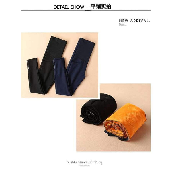 Planet Gates 692black / XL Winter Maternity Pencil Pants Pregnancy Clothes Velvet thickened trousers For Pregnant Women Elastic Waist Casual Pants Gravida