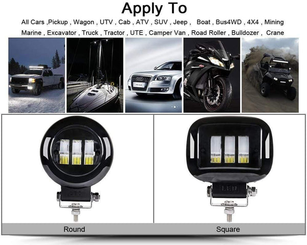 Planet Gates 6D Lens 5 Inch Round Square Led Work Light 12V For Car 4WD ATV SUV UTV Trucks 4x4 Offroad Motorcycle Auto Working Driving Lights