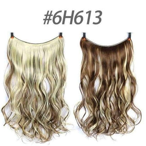 Planet Gates 6H613 1 / 22inches 22" 56 cm Long Wave Invisible Hair Extension Without Clip Fish Line Synthetic Wig as Natural Hair DIFE