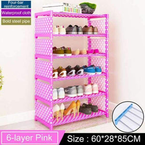 Planet Gates 6L Pink dots Multi-layer Shoe Rack Household Economic Dustproof Shoe Cabinet Space saving Doorway Shoe Rack Storage Cabinet Furniture