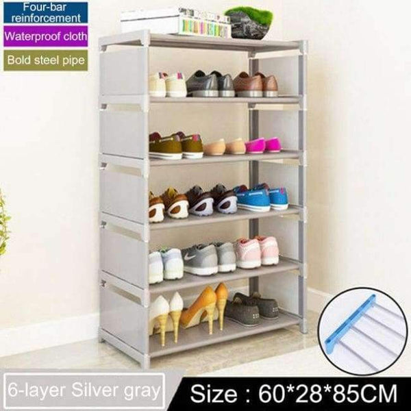 Planet Gates 6L Silver gray Multi-layer Shoe Rack Household Economic Dustproof Shoe Cabinet Space saving Doorway Shoe Rack Storage Cabinet Furniture