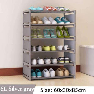 Planet Gates 6L Silver gray Simple Multi Layer Shoe rack Nonwovens Easy Assemble Storage Shelf Shoe cabinet fashion bookshelf Living Room Furniture