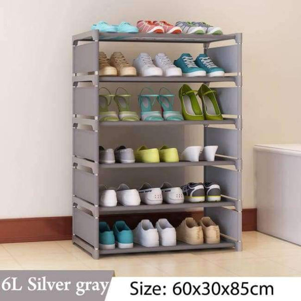 Planet Gates 6L Silver gray Simple Multi Layer Shoe rack Nonwovens Easy Assemble Storage Shelf Shoe cabinet fashion bookshelf Living Room Furniture