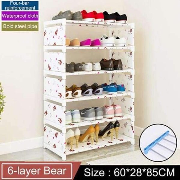 Planet Gates 6L White bear Multi-layer Shoe Rack Household Economic Dustproof Shoe Cabinet Space saving Doorway Shoe Rack Storage Cabinet Furniture