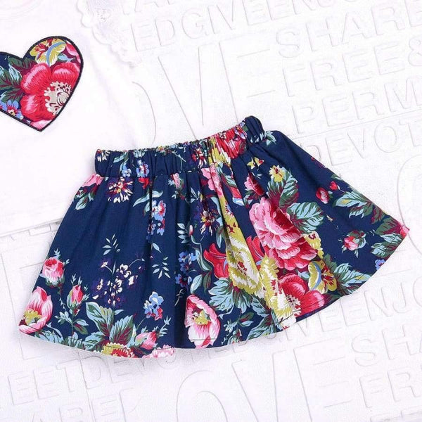 Planet Gates 6M / China Summer 3Pcs Baby Girls Floral Print Short sleeve Lace Tops with Skirt and headband Outfits Set Baby Kleding GB2