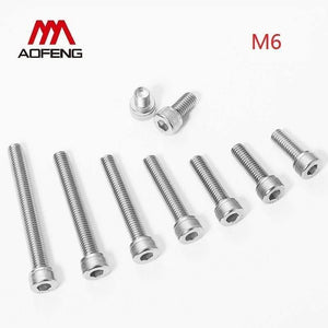 6mm 304 Stainless Steel Hex Socket Screw M6 x 8 10 12 75 80 85 90 100 110 120mm Hexagon Socket Head Cap Bolt M6 Nut and Washer