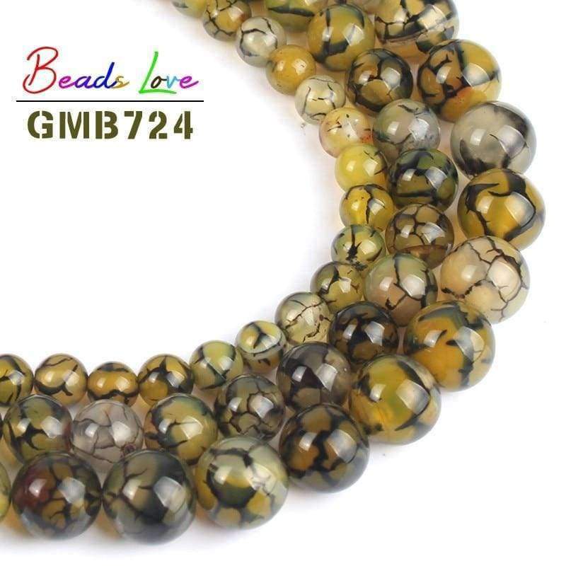 Planet Gates 6mm 61pcs beads Natural Yellow Black Line Dragon Veins Agat Round Stone Beads for Jewellery Making Diy Necklace Bracelet Jewelry 6/8/10 mm 15''