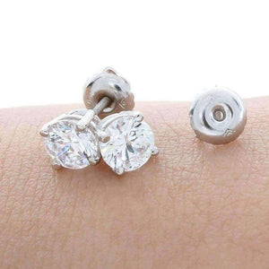 Planet Gates 6MM Solid White Princess Cut Square Cz Screw Back Stud Earrings Rhodium Plated