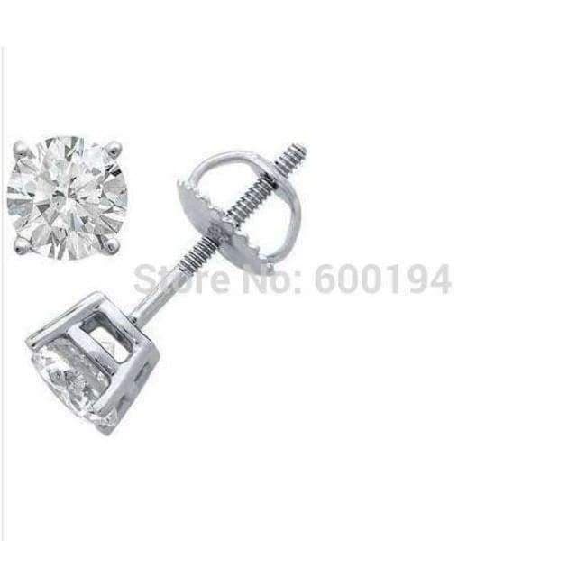 Planet Gates 6MM Solid White Princess Cut Square Cz Screw Back Stud Earrings Rhodium Plated
