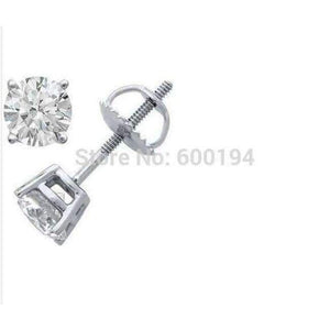 Planet Gates 6MM Solid White Princess Cut Square Cz Screw Back Stud Earrings Rhodium Plated
