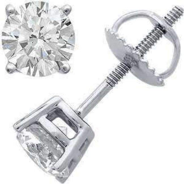 Planet Gates 6MM Solid White Princess Cut Square Cz Screw Back Stud Earrings Rhodium Plated