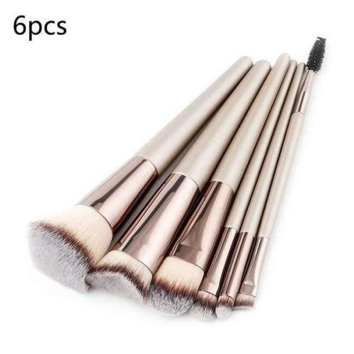 Planet Gates 6PCS-1 Champagne Makeup Brushes Set For Foundation Powder Blush Eyeshadow Concealer Large Make Up Brush Cosmetics Beauty Tool 25