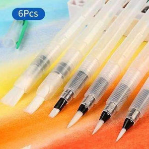 Planet Gates 6pcs 3/6Pcs Large Capacity Barrel Water Paint Brush Set Different Shape Soft Calligraphy Painting Brush Drawing Pen Art Supplies