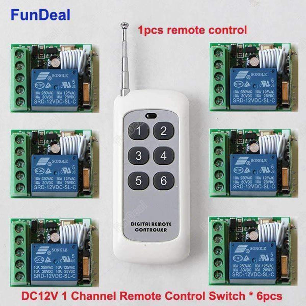 Planet Gates 6pcs 433Mhz Universal Wireless Smart Home Remote Control Switch DC 12V 1CH Relay Receiver Module with One 433 MHz RF Transmitter