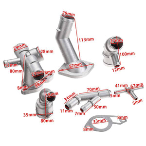 Planet Gates 6pcs Aluminum Coolant Flange Upgrade Kit For VW Golf MK4 Jetta GTI 1.8T 2000 2001 2002 2003 2004 2005 for Audi TT 2000 2001 2002