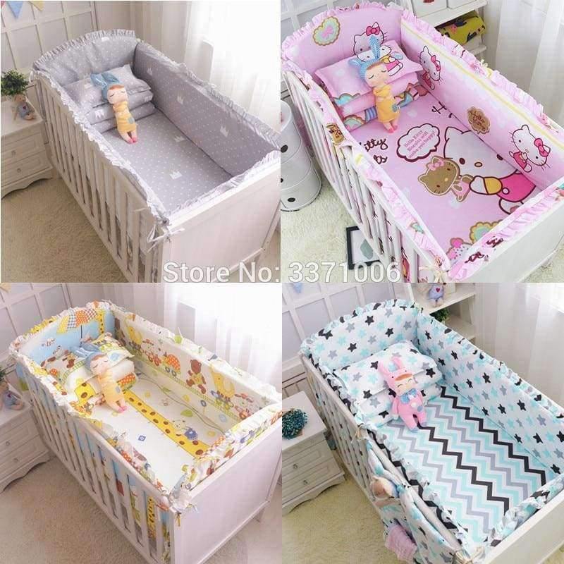Planet Gates 6Pcs Cartoon Baby Bedding Sets Baby Crib Bumpers Bed Around Cot Bed Sheets 100%Cotton Thickening Customizable Baby Beddings
