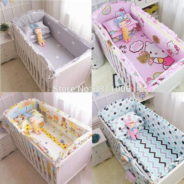 Planet Gates 6Pcs Cartoon Baby Bedding Sets Baby Crib Bumpers Bed Around Cot Bed Sheets 100%Cotton Thickening Customizable Baby Beddings