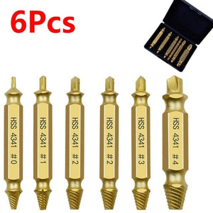 Planet Gates 6Pcs Gold With box 4/5/6 PCS Damaged Screw Extractor Drill Bit Set Stripped Broken Screw Bolt Remover Extractor Easily Take Out Demolition Tools
