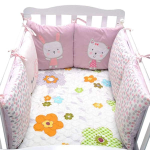 Planet Gates 6Pcs/Lot Baby Bed Bumper in the Crib Rabbit Flowers Baby Bedding Bumper Bed Breathable Crib Bumper for Baby Girls Boys