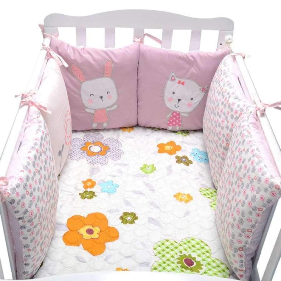 Planet Gates 6Pcs/Lot Baby Bed Bumper in the Crib Rabbit Flowers Baby Bedding Bumper Bed Breathable Crib Bumper for Baby Girls Boys