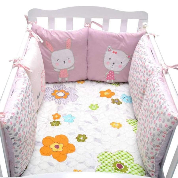 Planet Gates 6Pcs/Lot Baby Bed Bumper in the Crib Rabbit Flowers Baby Bedding Bumper Bed Breathable Crib Bumper for Baby Girls Boys