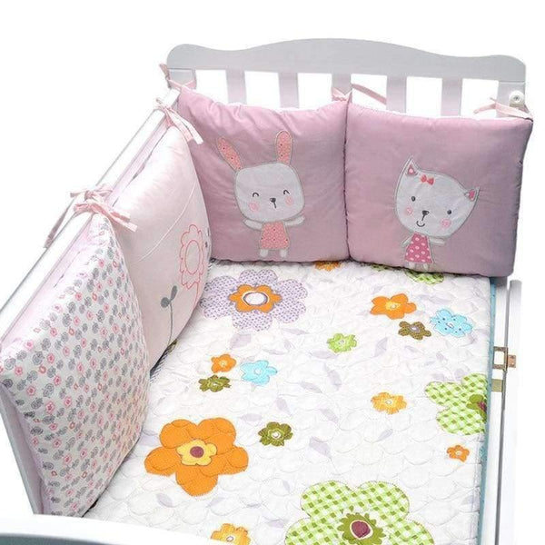 Planet Gates 6Pcs/Lot Baby Bed Bumper in the Crib Rabbit Flowers Baby Bedding Bumper Bed Breathable Crib Bumper for Baby Girls Boys