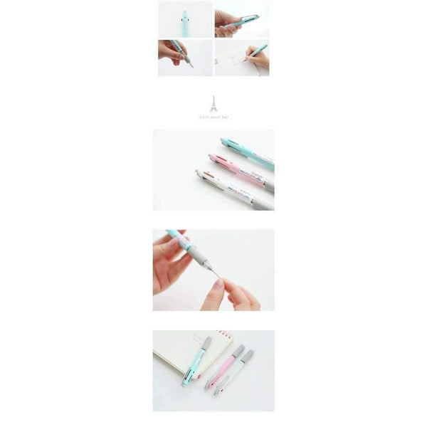 Planet Gates 6PCS/LOT Creative Multifunction Pen Black/Red Ink Ballpoint Pen 0.5m Mechanical Pencil 2 in 1 School Pens For Writing