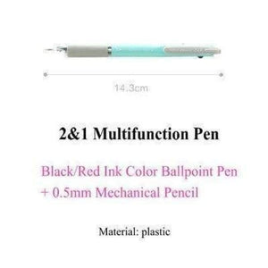 Planet Gates 6PCS/LOT Creative Multifunction Pen Black/Red Ink Ballpoint Pen 0.5m Mechanical Pencil 2 in 1 School Pens For Writing