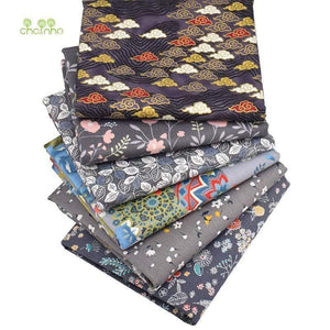 Planet Gates 6Pcs/Lot,Dark Gray Floral,Twill Cotton Fabric,Patchwork Clothes,DIY Sewing&Quilting Fat Quarters Material For Baby&Child