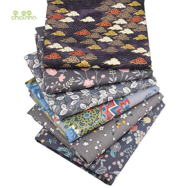 Planet Gates 6Pcs/Lot,Dark Gray Floral,Twill Cotton Fabric,Patchwork Clothes,DIY Sewing&Quilting Fat Quarters Material For Baby&Child