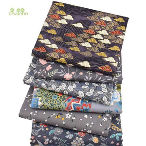 Planet Gates 6Pcs/Lot,Dark Gray Floral,Twill Cotton Fabric,Patchwork Clothes,DIY Sewing&Quilting Fat Quarters Material For Baby&Child