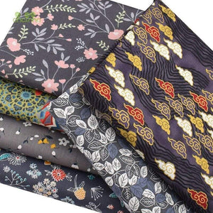 Planet Gates 6Pcs/Lot,Dark Gray Floral,Twill Cotton Fabric,Patchwork Clothes,DIY Sewing&Quilting Fat Quarters Material For Baby&Child
