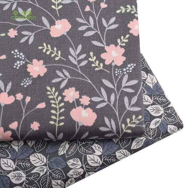Planet Gates 6Pcs/Lot,Dark Gray Floral,Twill Cotton Fabric,Patchwork Clothes,DIY Sewing&Quilting Fat Quarters Material For Baby&Child