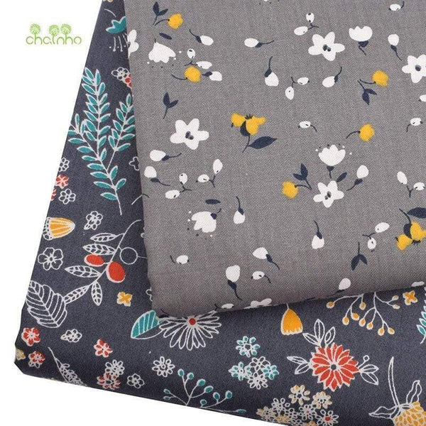 Planet Gates 6Pcs/Lot,Dark Gray Floral,Twill Cotton Fabric,Patchwork Clothes,DIY Sewing&Quilting Fat Quarters Material For Baby&Child